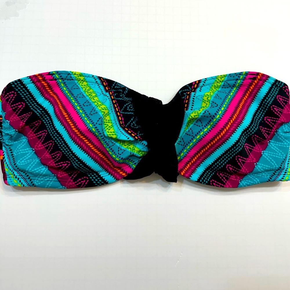 Athleta Multicolor Bandeau Bikini Top - Turquoise, Pink, Lime, Black